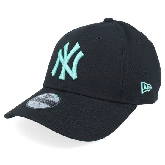 New Era - MLB Sort adjustable Kasket - Kids New York Yankees League Essential 9FORTY Black/Ate Adjustable @ Hatstore