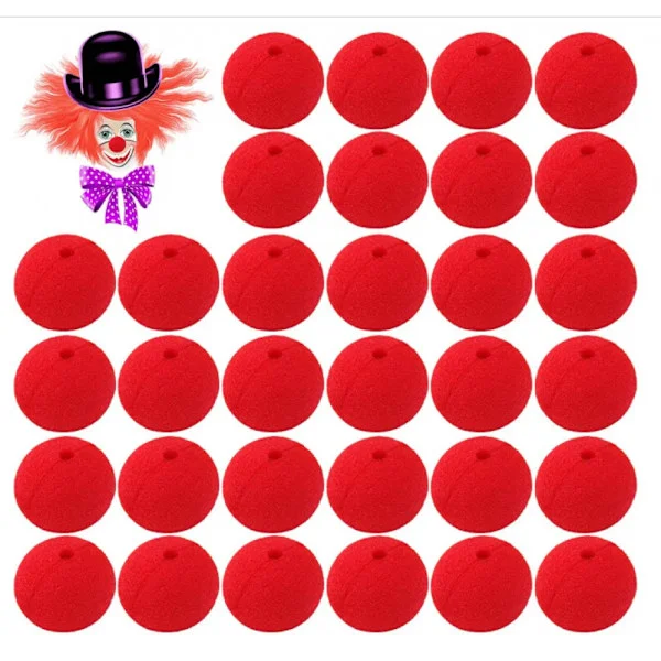 Red Mushroom Noses, 30 Red Clown Noses, Halloween Costume, Mushroom Ball Red Clown Nose, Suitable for Halloween and Red Nose Day Dressing Up