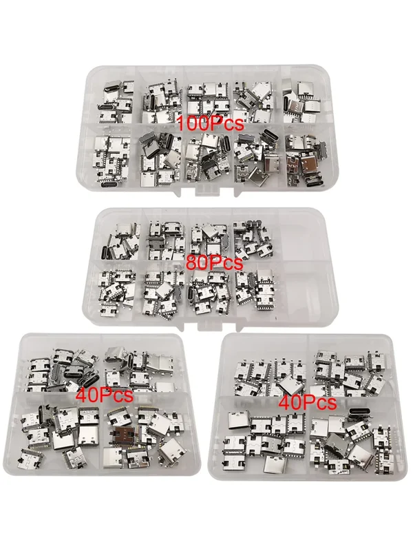 AliExpress - 40/80/100Pcs Mix 2Pin 6Pin 16Pin Typ C USB Lade Dock Anschlüsse Typ-C PCB DIY Reparatur Kits USB-C Digitale Produkt Für Telefon