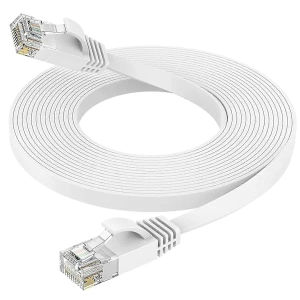 Ethernet-kabel 15m Høy Hastighet, Cat 6 Flat Nettverkskabel med Rj45-kontakter, Lang LAN-kabel med Klemmer