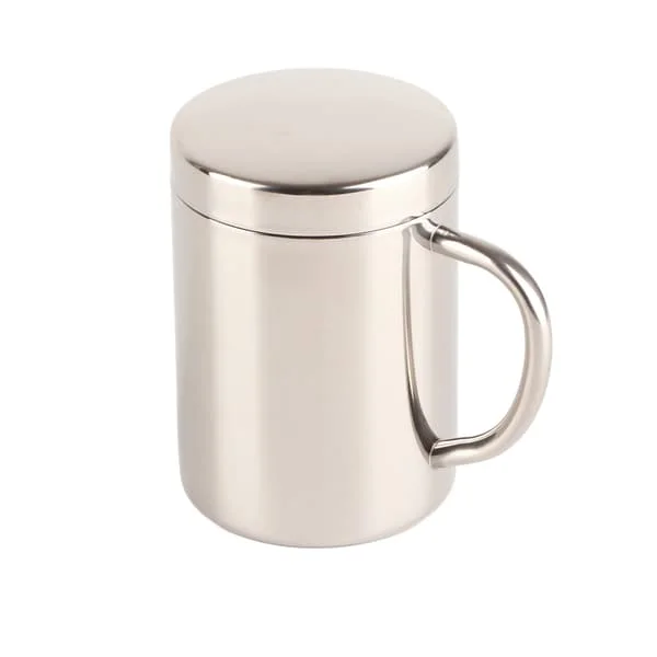 Kaffekrus i rustfritt stål Minimalistisk moteriktig kaffekopp med stor kapasitet med lokk for hjemmet 400 ml