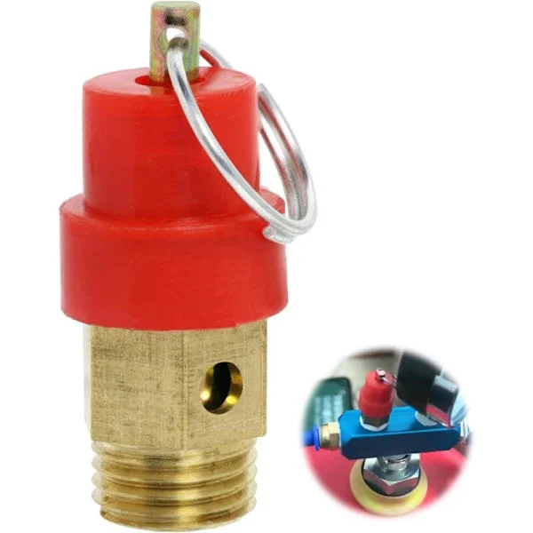 Luftkompressor Säkerhetsventil G1/4 Hankontakt 115 PSI Inställt Tryck Röd Kapsel Kompressor Lufttryck Säkerhetsventil 1st