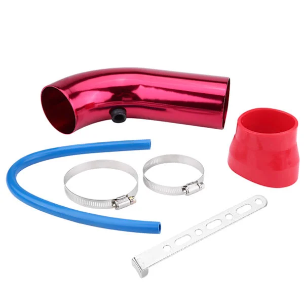 76mm 3 tum Universal Bil Luftintagsrör Slang Kit Filtersystem Röd