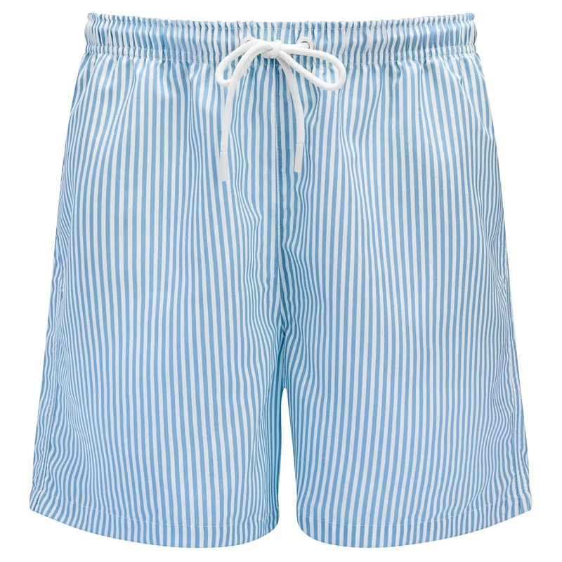 Striped Blue & White Swim Shorts for Men - Swim shorts