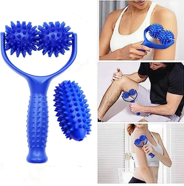 Igelkottsmassage Roller med Handtag, Fasciarulle för Rygg, Ben, Fötter