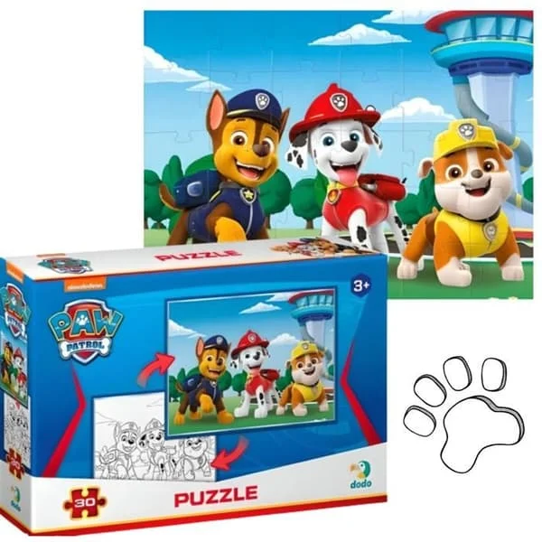 Pussel 2 i 1 - DODO - Paw Patrol - 30 bitar - Färgläggningsbok - För barn 3 år och äldre