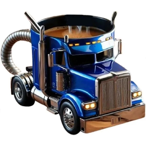 [RM]Handmade Truck Coffee Mug, 33 cl Semitrailer-shaped Ceramic Coffee Cup, Truck Coffee Mugs, Unique Gift For Coffee and Truck Lovers [DB]
