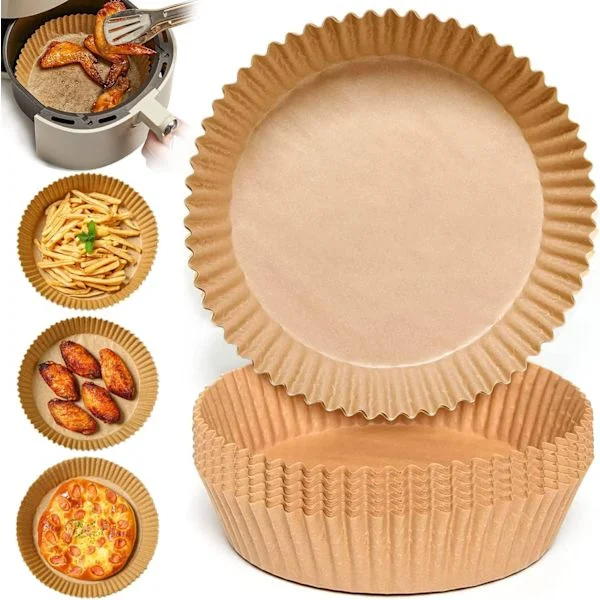 50 stk. 20x4,5 cm Air Fryer Bagepapir Ark Former runde Engangspapir