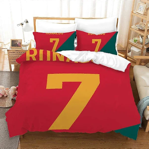v206 Lakan CR Örngott King Size Sängkläder Set Sovrum Enkel Dubbelsäng King Size Påslakan Täcke Med Dragkedja Ronaldo 3-delat