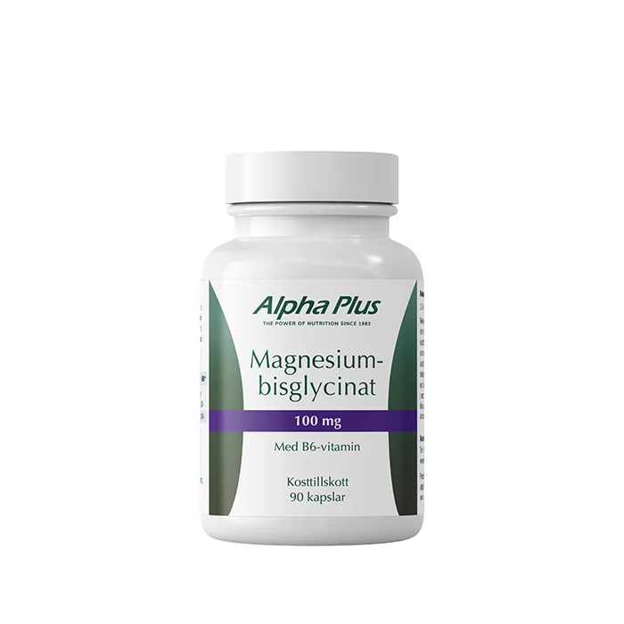 Alpha Plus Magnesiumbisglycinat 100mg 90 kapsler - Bodyman.dk
