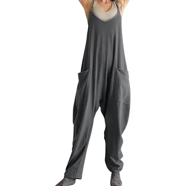 Baggy Jumpsuits för kvinnor - Dam Overalls Jumpsuits med fickor | Oversized Sleeveless Jumpsuits med Spaghetti Strap Rompers för kvinnor