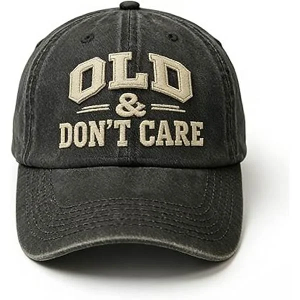 Keps "Old & Don't Care" Klassisk Pappakeps Justerbar Bomull Senior Keps Vintage Trucker Hats för Män & Kvinnor Svart