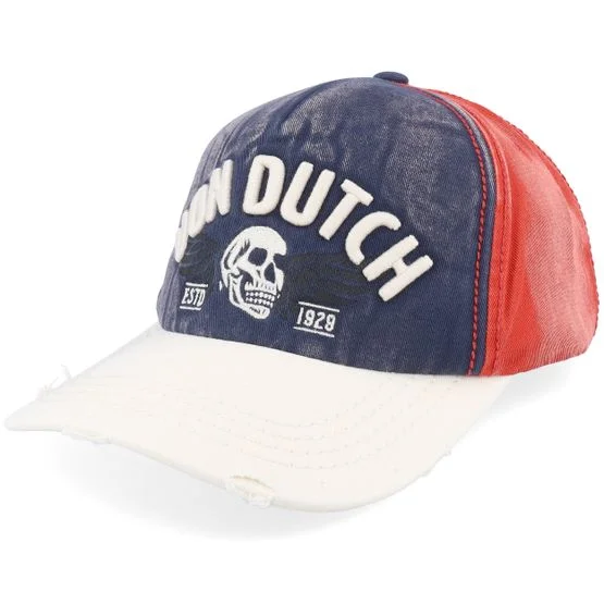 Von Dutch - Blauw adjustable Cap - Logo Baseball Cap Red/Blue/White A-Frame Adjustable @ Hatstore