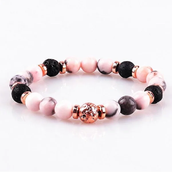 Anti-angst armbånd, pink krystal + hvid fyrretræ naturlig sten spirituelt armbånd helbredende armbånd