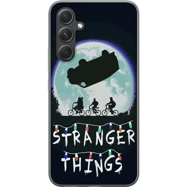Kompatibelt Mobilskal till Samsung Galaxy A55 Stranger Things poster med cyklande barn och svävande bil mot fullmåne ikonisk scen inspirerad av serie