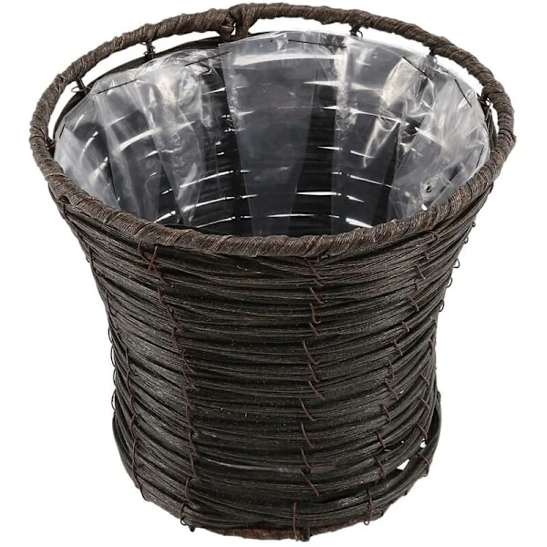 Rustik Kurv Til Planter I Flettet Rattan - Vase Til Blomster - Kurv Til Planter I Søgræs - Kurv I Flettet Rattan - Potteholder