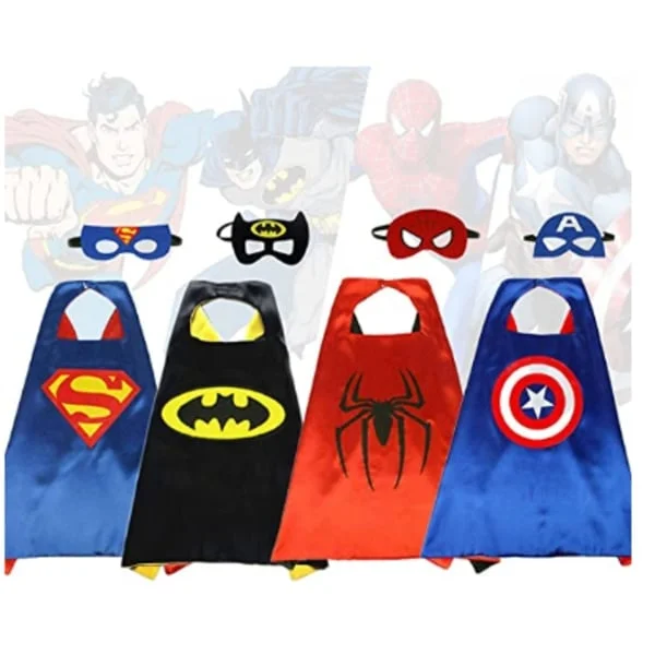 Superhero Cosplay Kapper + øyemaske for barn Halloween kostyme Gul Batman Kappe + øyemaske
