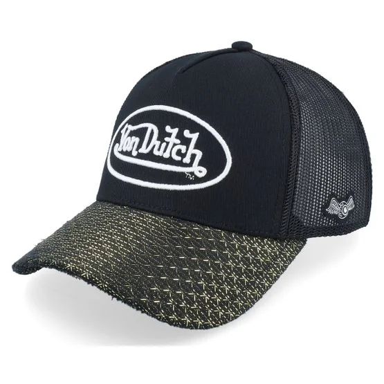 Von Dutch - Noir trucker Casquette - Oval Patch Black/Brown Trucker @ Hatstore