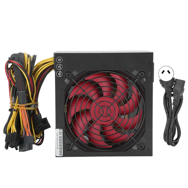 PC-strømforsyning 350W stationær computerdele tilbehør rød blæser justerbar 115/230V AU-stik
