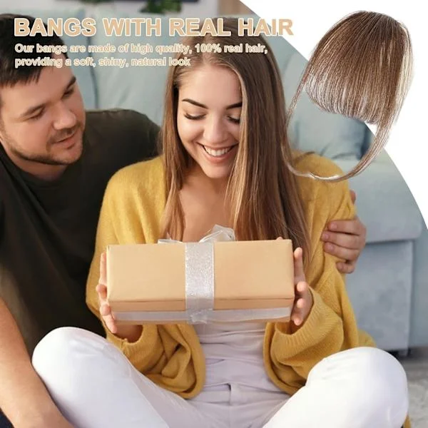 Clip-in Pandehår - Ægte Hår Extensions - Fransk Pandehår Clip-on Air Bangs | Stilfulde og Naturlige Hår Extensions til Kvinder