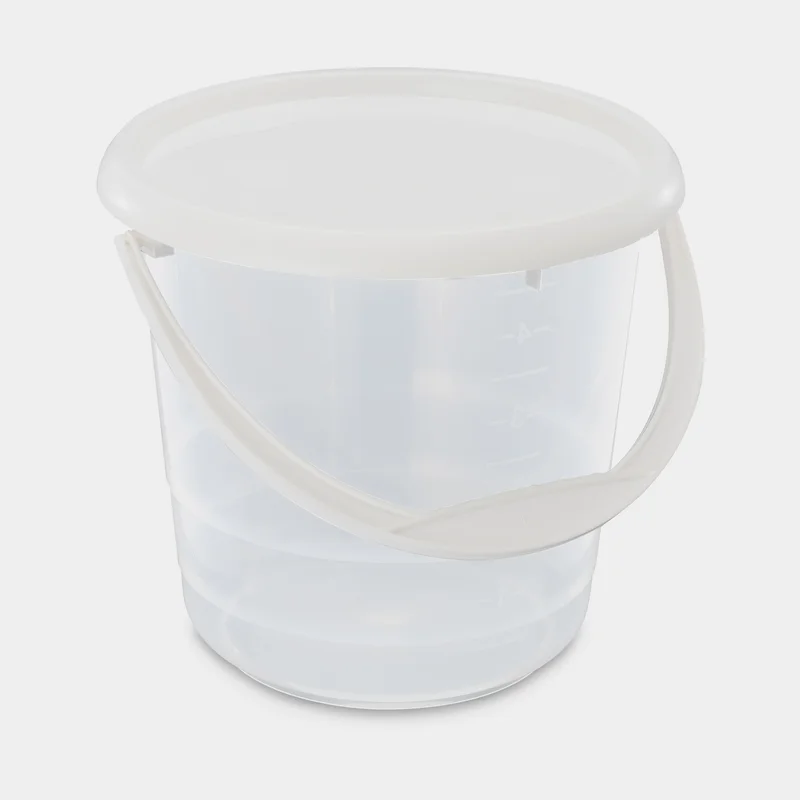 Spand med låg Nordiska Plast, transparent/hvid, 5 liter