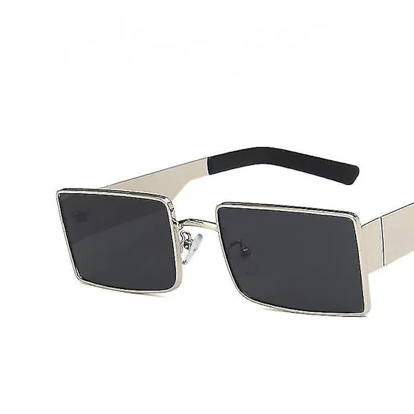 Svarta klassiska solglasögon med svarta linser - Unisex solglasögon UV400 skyddande herr- och dammodell (silver och grå) xq-sg1009