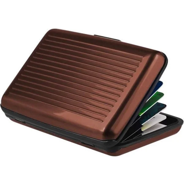 Aluminium Credit Card Holder - Anti-Skimming - Money Clip - Lightweight Card Holder - Brown