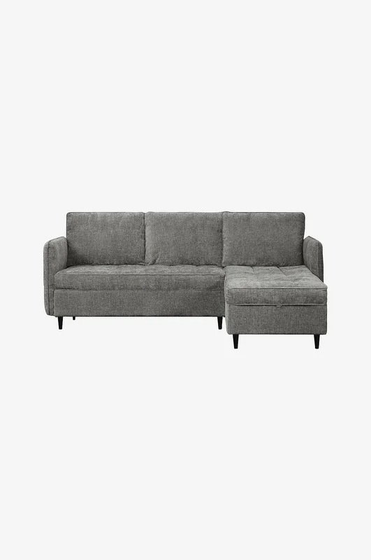 Loft24 - Lindhus 3-personers sofa med opbevaringsplads Vendbar chaiselong i chenille - Grå - 3-pers sofaer - Fra Homeroom