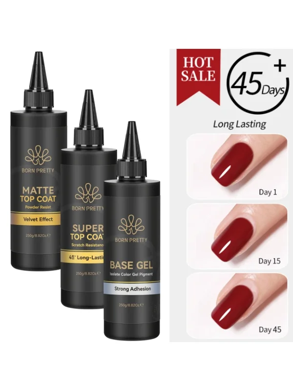 AliExpress - BORN PRETTY 250g Super Top Coat Gel Vernis à Ongles Gel de Base Gel de Finition Mat Gelée Gel Caoutchouc Base Gel Soak Off Grand Volume 