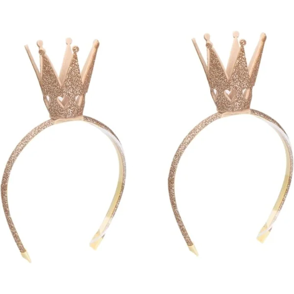 2 st Glittrande Glänsande Diadem Guld Prinsesskrona Diadem Bröllopsfest för Flickor Barn Halloween Jul Födelsedag