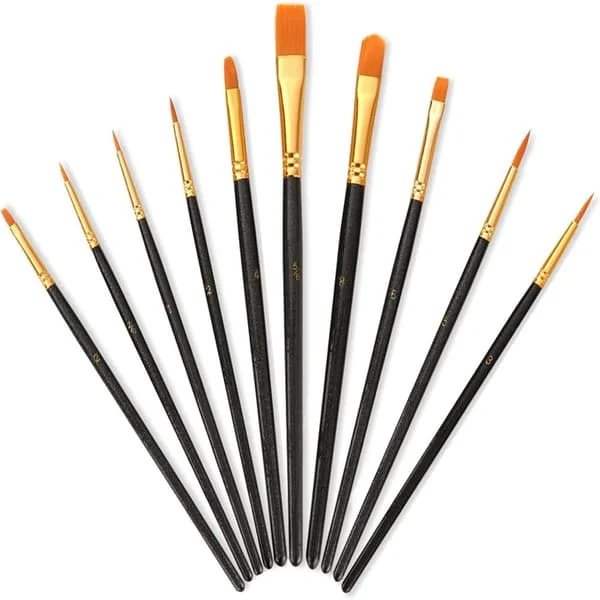 Professional Paint Brush Set, 10 Pcs Artist Brushes for Acrylic Painting, Adults & Kids