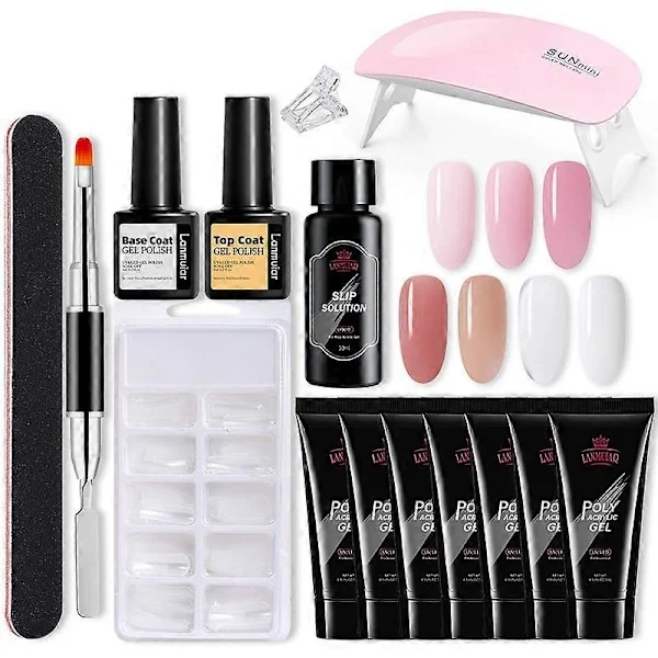 Nagel nagel gel färgset nagelkit polygel kit med UV-lampa design Svart