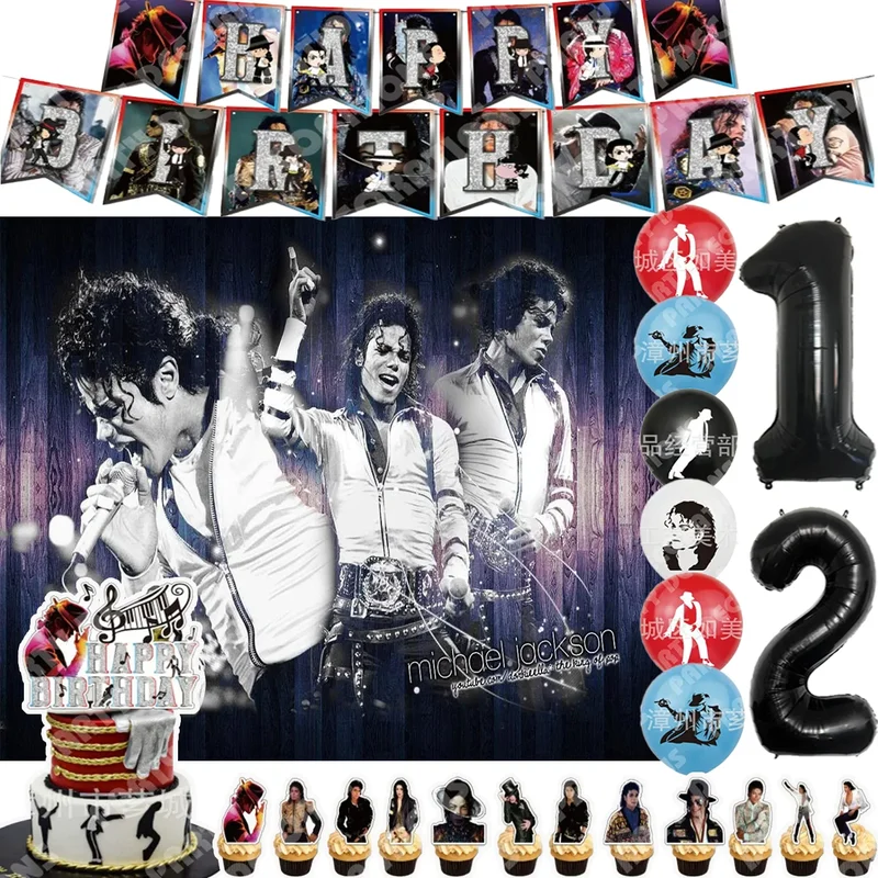 AliExpress - Musik & Michael & J-Jackson Geburtstagsparty-Zubehör Banner Latexballons Tortendekoration Cupcake-Topper Hintergrund Fans Kinder 