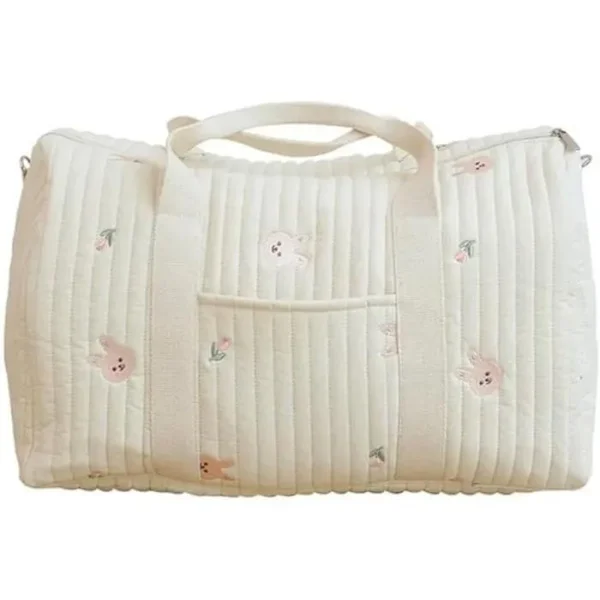 Mors taske til baby, quiltet toilettaske til rejse, stor taske til mor med kaninprint