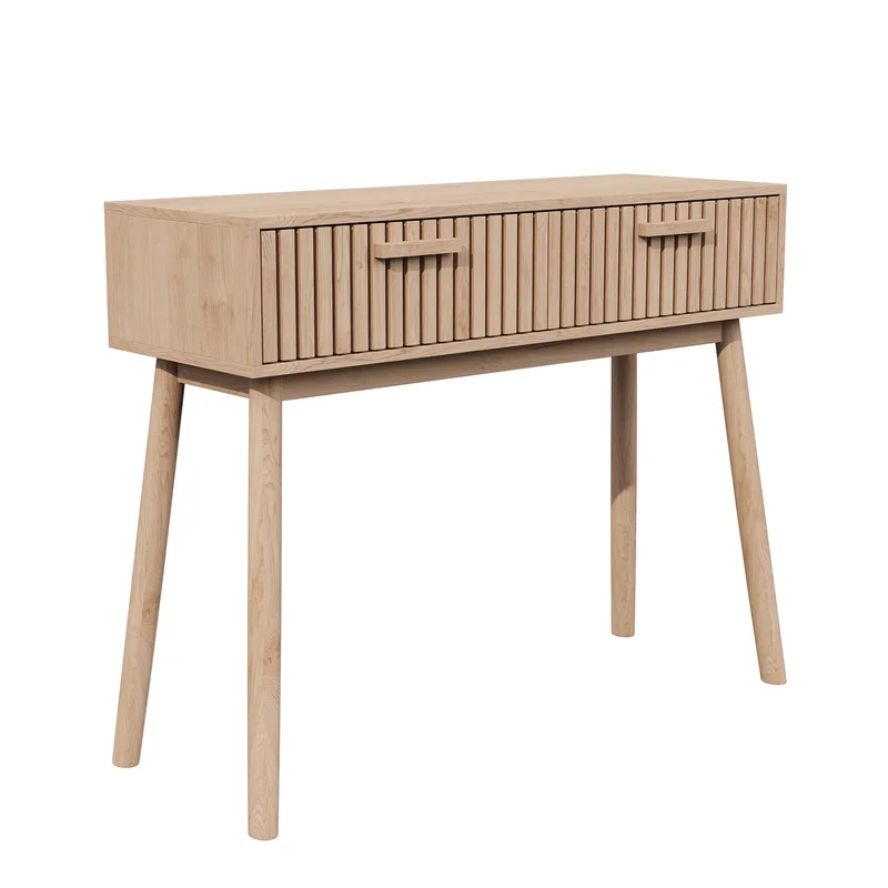 AliExpress - Comanlai 100×35×80 cm Beistelltisch mit 2 Aufbewahrungsschubladen und Tischecken, Wohnzimmertisch, Holz-Konsolentisch, Naturfarben