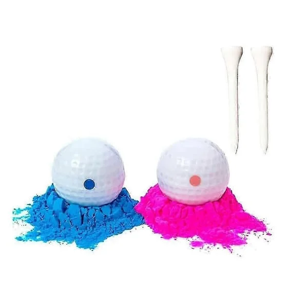 2 stk. Gender Reveal Golfbolde Eksploderende Golfbold Sæt Blå og Pink Golfbold Sportstema Gender Reveal Bold Med Pulverbrønd