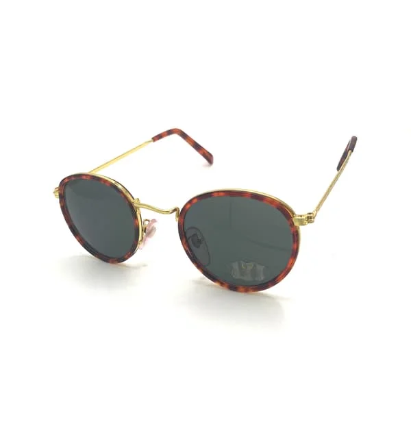 Round sunglasses Gold, tortoiseshell with black lens