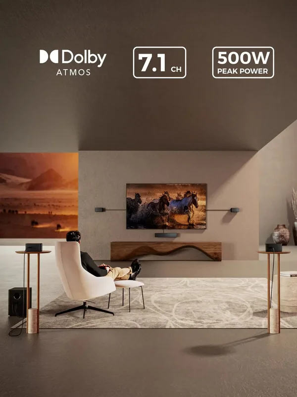 AliExpress - ULTIMEA 500W 7.1 Dolby Atmos Soundbar für Smart TV, 4 Surround-Lautsprecher & Kabelloser Subwoofer, Heimkino Bluetooth-Lautsprecher, Bass