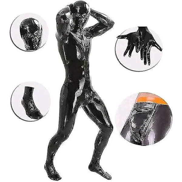 Sexet undertøj Mænds skinnende laklæder heldragt Fuld kropsdesign Bodysuit Fange Cosplay kostume Latex Bodysuit