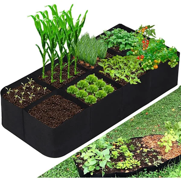 Fabric Raised Garden Bed, Grow Bags with Grid, Rectangular Planter Box for Outdoor Gardening
