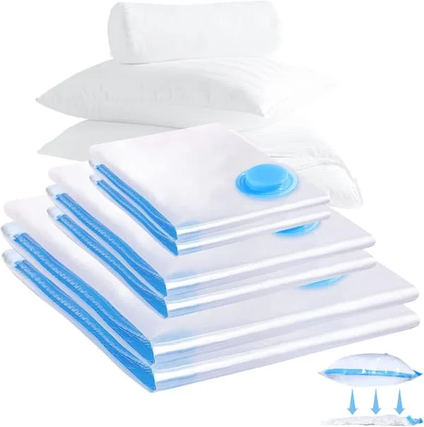 Vacuum Storage Bag, 6 pcs (2XL 100x80 + 2L 80x60 + 2M 60x40 cm) Vacuum Bag for Clothes, Reusable Vacuum Storage Bag for Clothes Storage, Bed