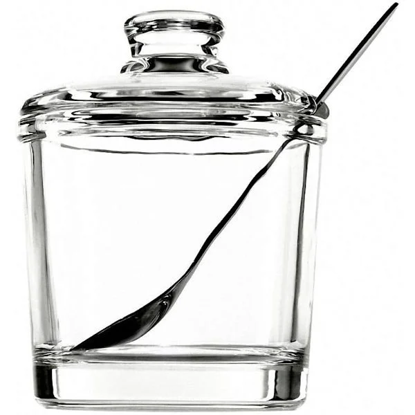 Classic Clear Glass Sugar Bowl with Lid, Serving Spoon, Salt Shaker, Pepper Jar, Spice Jar, Container, Sugar Box, Spice ...