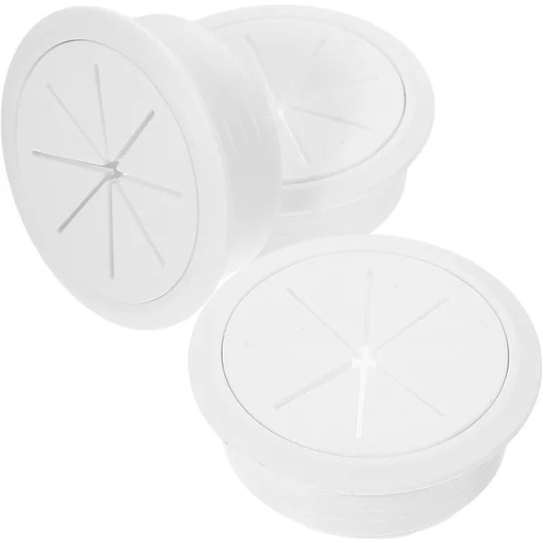 Runda kabelgenomföringsskydd Praktiska vita kabelpluggar i plast 3 stycken med 60 mm kabelhål för skrivbord, kontor och datorbord -