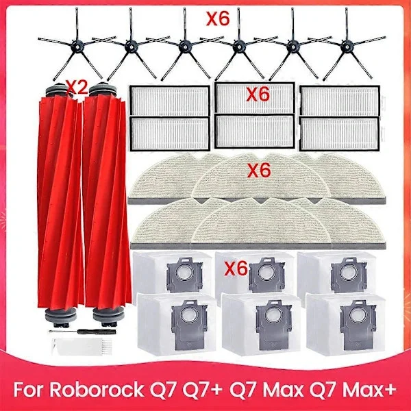 Reservedele til Roborock Q7 Q7+ Q7 Max Q7 Max+ Robotstøvsuger Hovedbørste Hepa Filter Støvposer