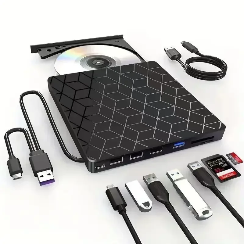 AliExpress - 7-in-1-USB3.0- und Typ-C-CD-DVD-Recorder-Player, Schriftsteller, externer DVD-Brenner, optisches Laufwerk, tragbarer Leser für Laptop, 