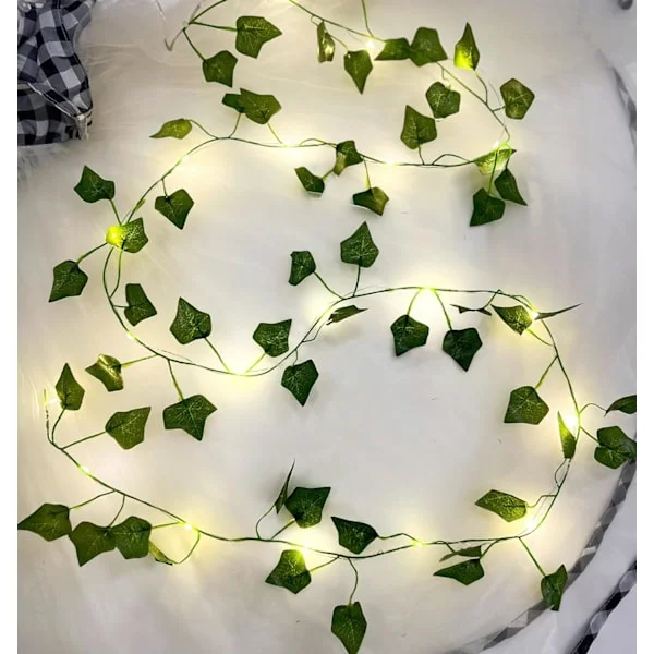Lehdet valoketju, 2m Ivy valoketju, 20 LED-valoa, Kasviseinän koristelu kevääseen, Hääjuhliin, Puutarhajuhliin