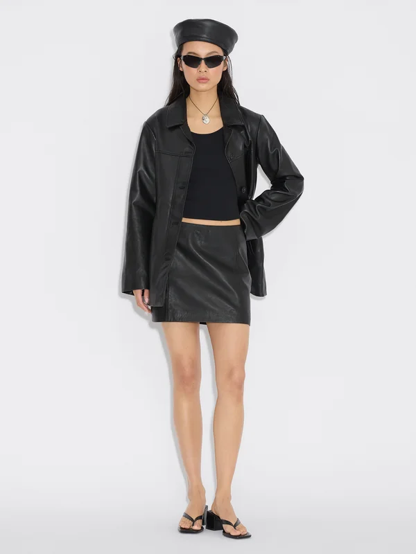 Holzweiler Mini Leather Skirt - Black - Women's - Large