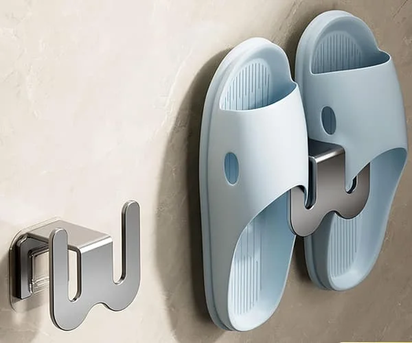 (3-pack) Grå Toffelhållare, 7,6 x 5 cm Aluminium Ingen Borrning Toffelhängare, Gör Ditt Rum Prydligt, Används för Sovrum