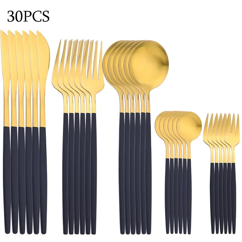 AliExpress - 30-teiliges Geschirr-Set aus Edelstahl, Besteck, matt, Gabel, Löffel, Messer, Geschirr, Besteck, Küche, westliches Besteck, Geschirr-Set
