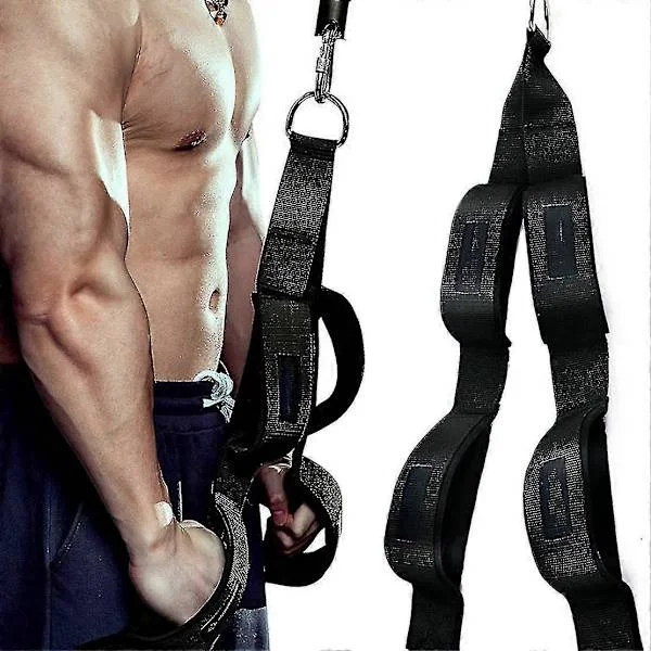 Tricepsrep med kabelanslutning och 2 handtag, triceps dragrep kompatibelt med push downs, crunches, facepulls kompatibelt professionellt gym